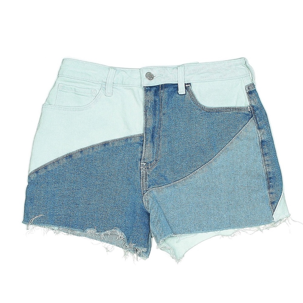Hollister Blue Jean Shorts with Two-Tone Design and Raw Hem